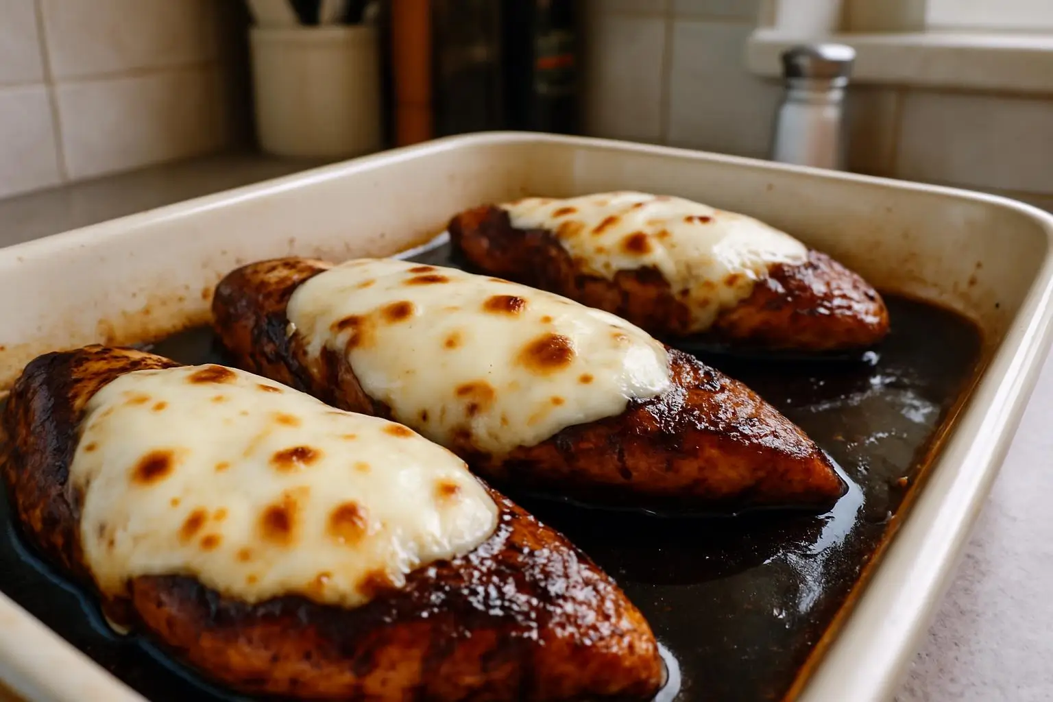 Balsamic Baked Chicken Breast with Mozzarella Cheese