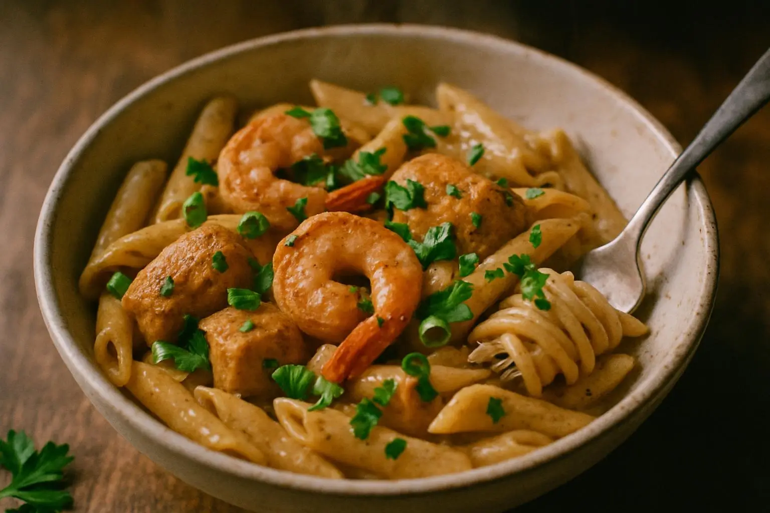 Creamy Cajun Shrimp and Chicken Pasta