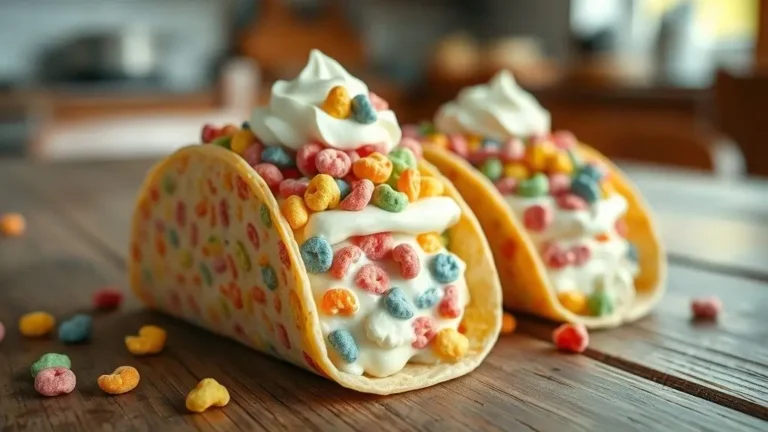 Fruity Pebbles Cheesecake Tacos