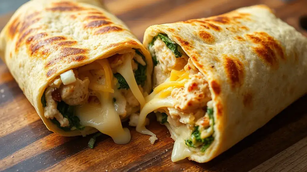 cheesy garlic chicken wraps