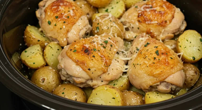 Garlic Parmesan Crockpot Chicken and Potatoes