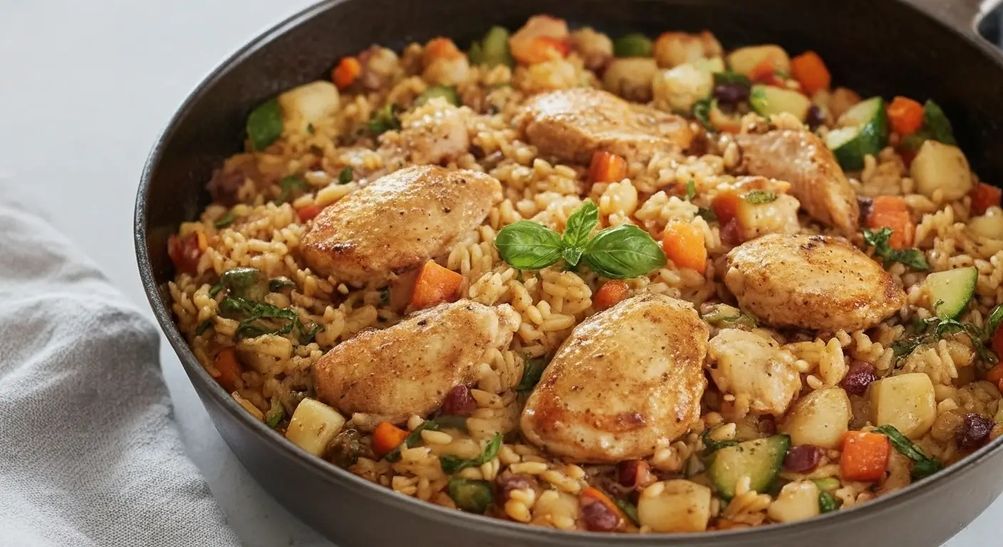 Balsamic Chicken Orzo with Vegetables