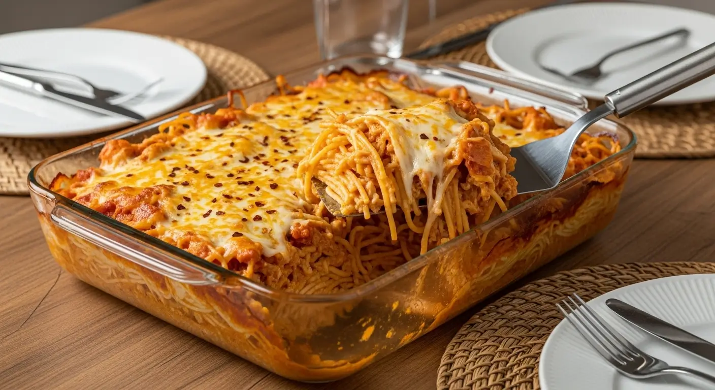 Spicy Southern Chicken Spaghetti Casserole